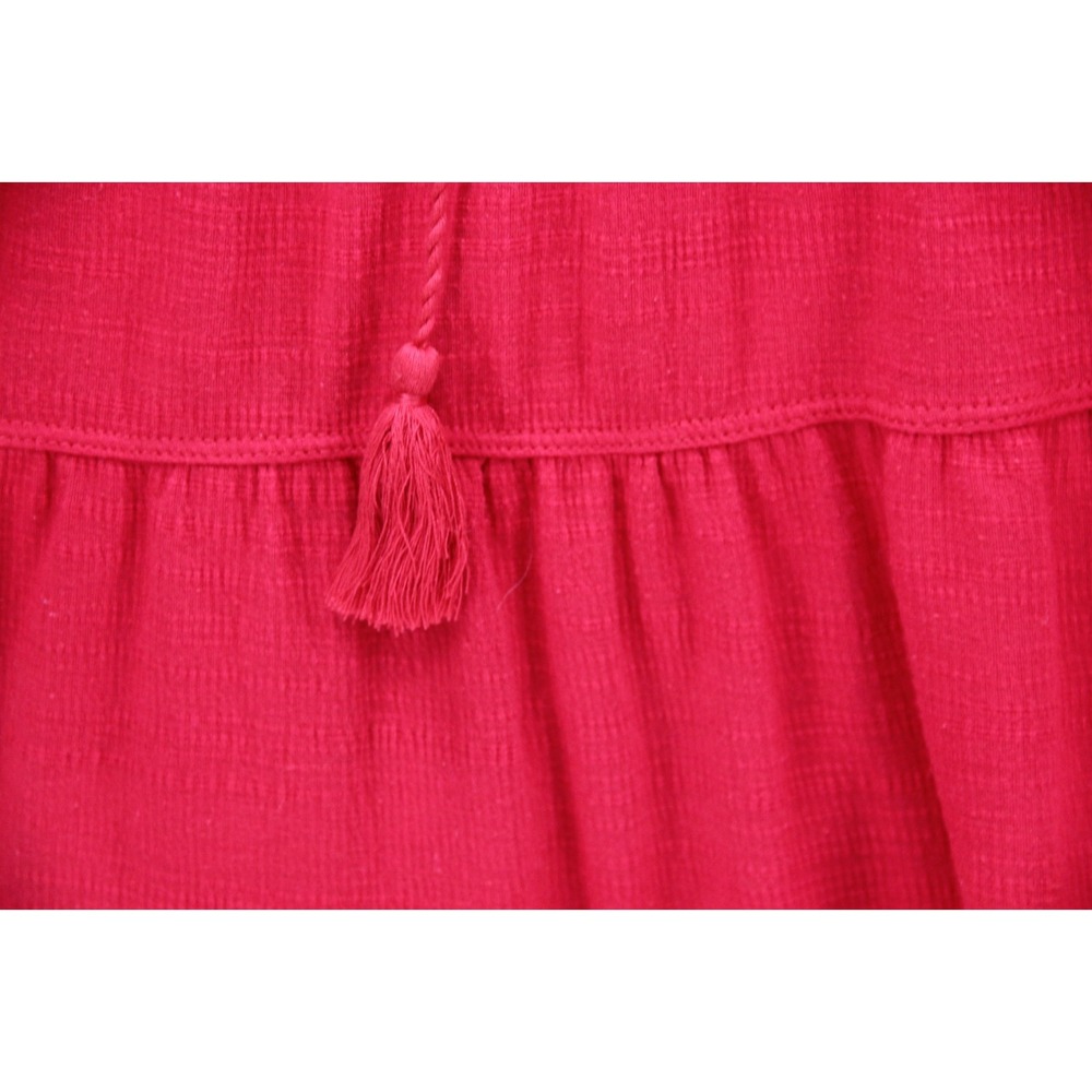 Max Studio M Red Tiered Babydoll Mini Dress Sleeveless Tassel Tie Boho Gauze - Picture 9 of 13